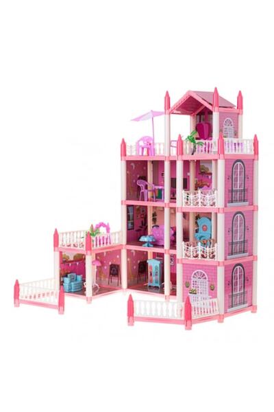 Ikonka Casuta pentru papusi Beautiful Home cu 4 Etaje 61cm Roz
