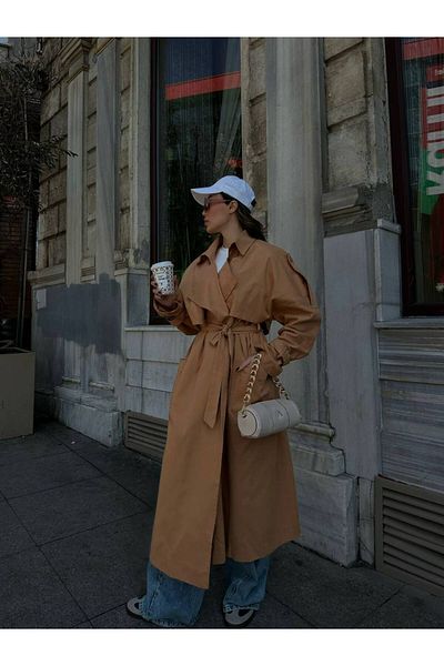 My Blog Cinnamon Belted Long Trench Coat - 54502