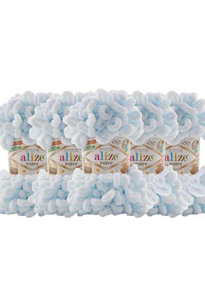Alize Puffy 5 Pack Hand Knitting Yarn - No Needles - 100g X 5 Pieces - Color No: 730 - Ice Blue