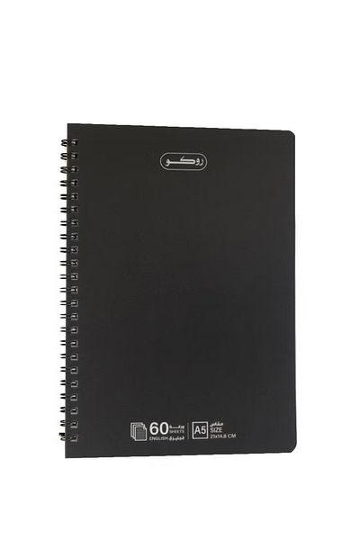 Roco Notebook A5 – 60 Sheets Double Ruled (English) Black