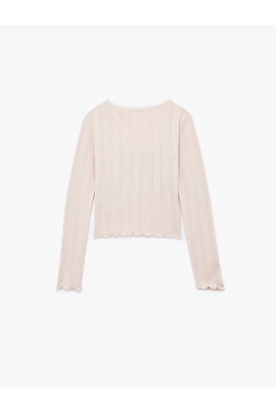 Koton Cotton Long Sleeve U-Neck Crop Pajama Top