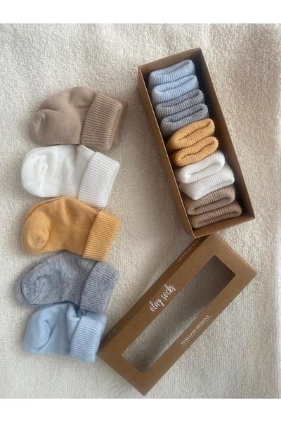 RAPAPA Boy Girl Baby Newborn Boxed 5-Piece Socks 1308g