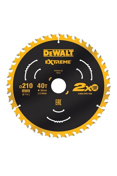 Dewalt - Lamă de ferăstrău circular EXTREME, 210x30x2.4mm, 40 dinți [DT20433-QZ]