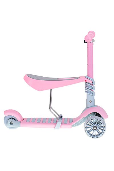 OEM Three-wheeled scooter with seat, LED wheels, Adjustable seat, Pink