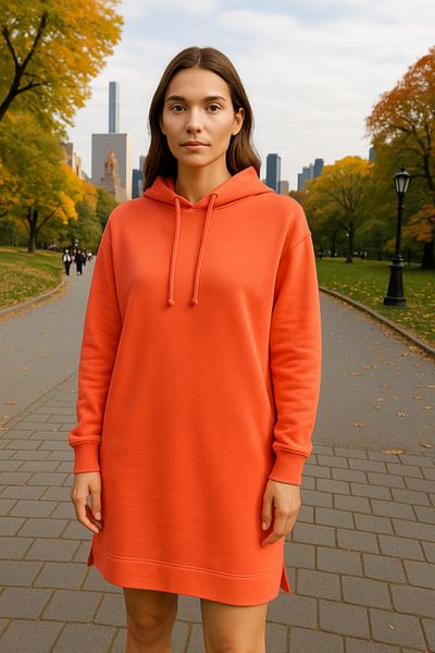 Duss Slim Fit Hooded Tunic with Hidden Pocket Detail and Side Slits