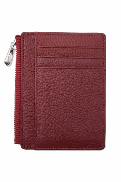 OEM Wallet for cards and ID, Leather, Burgundy, 11 x 8 cm
