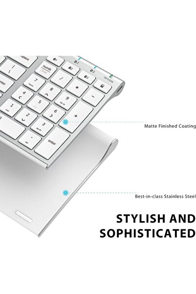 iClever Bluetooth Keyboard BK10, Multi-Device Rechargeable Full-Size Keyboard with Number Pad