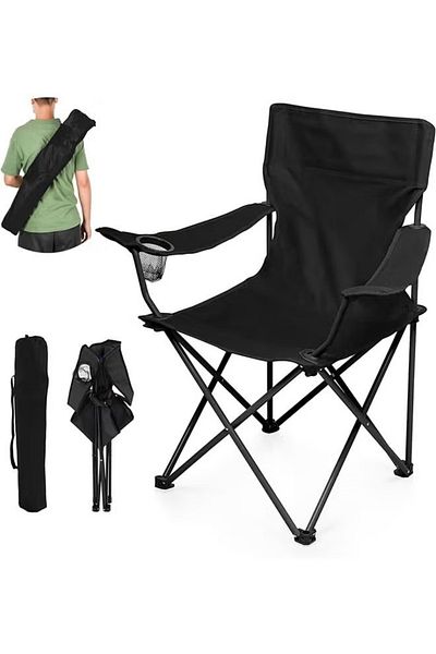 Cady One Folding Camping Chair with Armrests and Cup Holder Fishing Chairs with Carry Bag Perfect for Trips and Travel