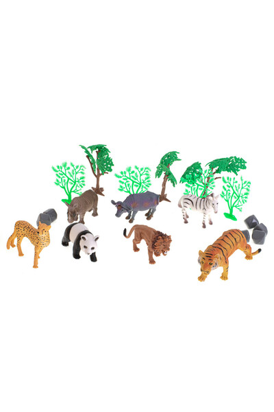 OEM Set 7 figurine Safari, Covoras si accesorii incluse, +3 ani, Multicolor