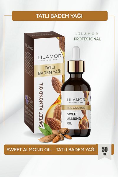 Lilamor Sweet Almond Oil 100% Pure Glass Bottle 50ml Sweet Almond Oil
