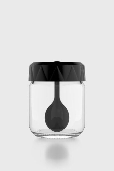 Renga Lexa 210 ml Glass Spice Jar with Spoon 161019 Black