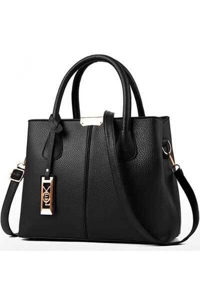 OEM Geantă de damă B519 cu curea de umăr, Pandantiv, piele, Negru