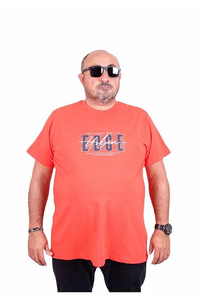 Starbattal Men's Plus Size Crew Neck T-Shirt Edge 25190 Pomegranate Flower
