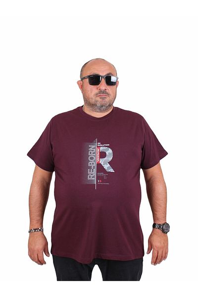 Starbattal Men's Plus Size Crew Neck T-Shirt Re-Born 25185 Murdum