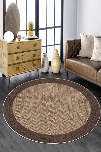 VELLORA HOME Kaymaz Tabanlı Yıkanabilir Dijital Baskılı Yuvarlak Yolluk Halı ...