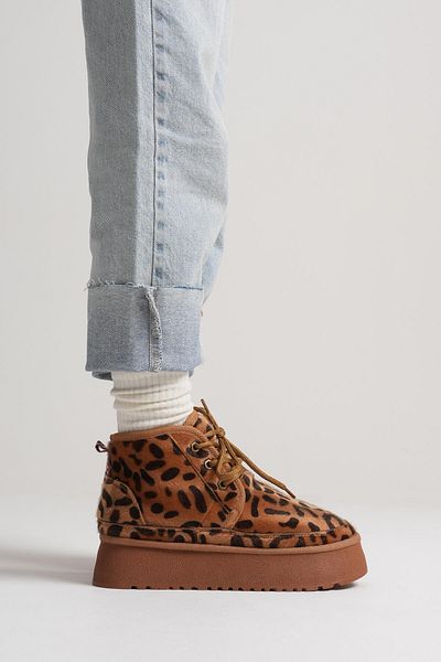 Zerenyus Elena Premium Women's Winter Fur Lined Thick Sole Leopard Pattern Boots