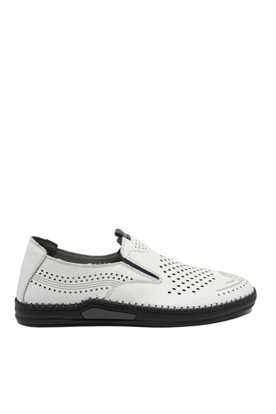 GORETTI Men's Moccasins, white leather, perforated design