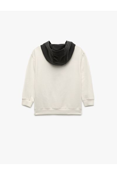 Koton Cotton Hooded Long Sleeve Printed Hooded Sweatshirt