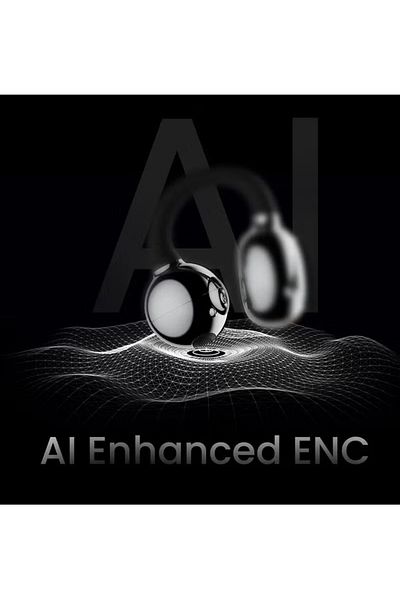 HiFuture FLEXCLIP Noise Cancellation ENC Open Ear Wireless Earphone 30 hrs , Light Weigt- Black