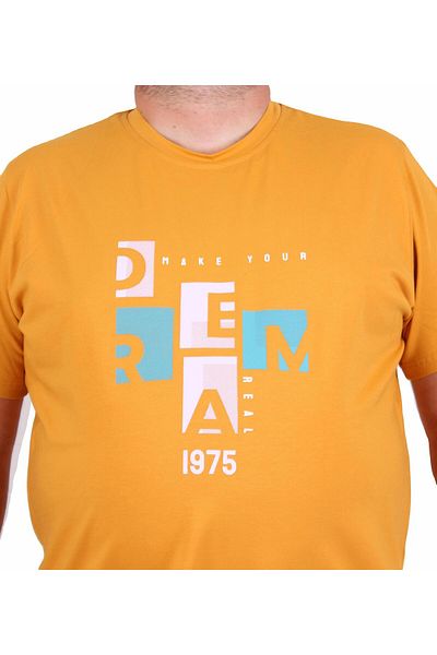 Starbattal Men's Oversized Crew Neck T-Shirt Dream 25183 Mustard