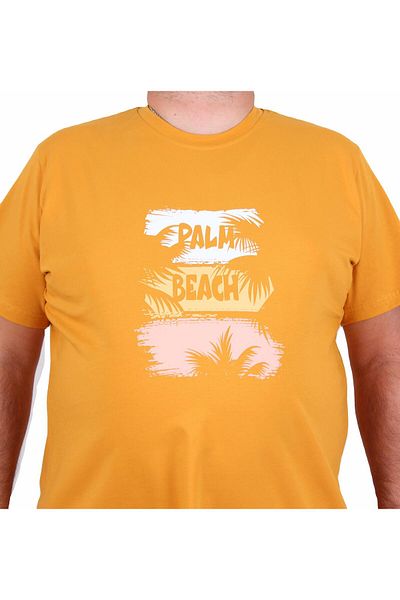 Starbattal Men's Plus Size Crew Neck T-Shirt Palm Beach 25188 Mustard
