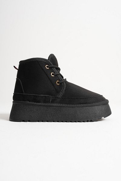 Zerenyus Elena Premium Women's Black Winter Thick Sole Boots with Fur Inside