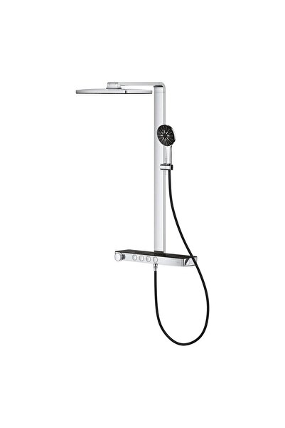 Grohe Rainshower Aqua Pure Duvara Monte Termostatik Bataryalı Duş Sistemi Siyah/Krom - 100961KI00