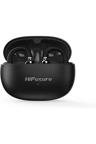 HiFuture FLEXCLIP Noise Cancellation ENC Open Ear Wireless Earphone 30 hrs , Light Weigt- Black