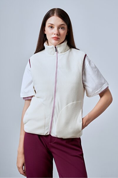 SPORTEMPT Γυναικείο φλις γιλέκο με επένδυση και φερμουάρ - Εκρού