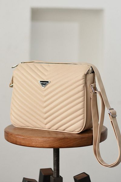 H&D COLLECTİON Quilted 3 Compartment Lined Long Strap Very Useful Crossbody and Shoulder Bag 1403