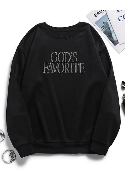 Bozz&Bozz Collection Unisex Oversize Crew Neck Crystal Stone Printed Basic Hoodie Sweatshirt