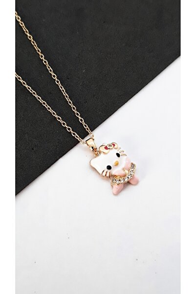 Serenity قلادة من الفولاذ الذهبي مع شكل راقصة الباليه هالو كيتي