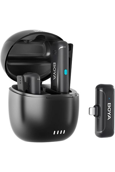 BOYA Wireless Lavalier Microphone BY-WM3T-D2, Dual-Channel HD Recording, Compatibility with iPhone,