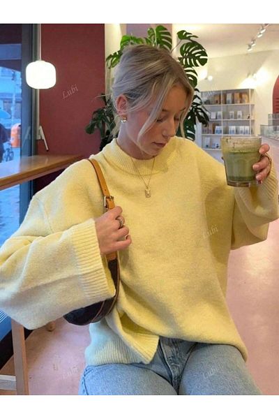 Dier Moda Crew Neck Oversize Sweater Sweater Fmoda1972
