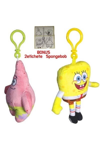 SPONGEBOB Set of 2 Plush Toys and Patrick, 12cm + 2 stickers