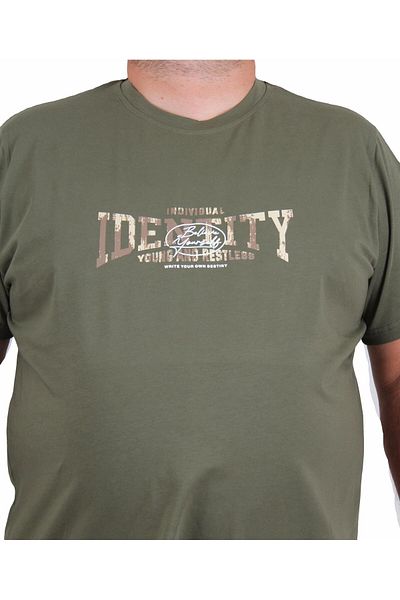 Starbattal Men's Plus Size Crew Neck T-Shirt Identity 25189 Khaki