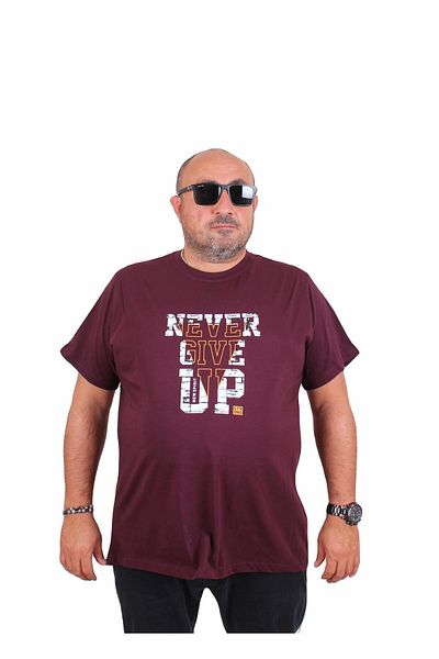 Starbattal Men's Plus Size Crew Neck T-Shirt Never Give up 25182 Murdum