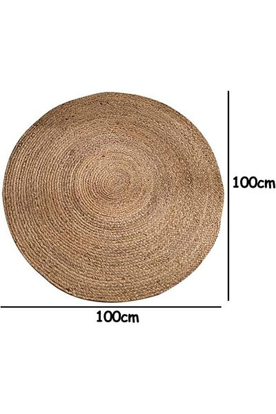 genric FFD Natural Hand-Braided Jute Round Rug – Reversible Floor Covering for Living Room, Bedroom