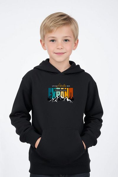 panios kids Boy's Sweatshirt with Hooded Kangaroo Pocket Expand Print Detail
