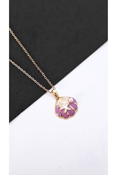 Serenity Enameled Oyster Steel Necklace with Starfish Figure