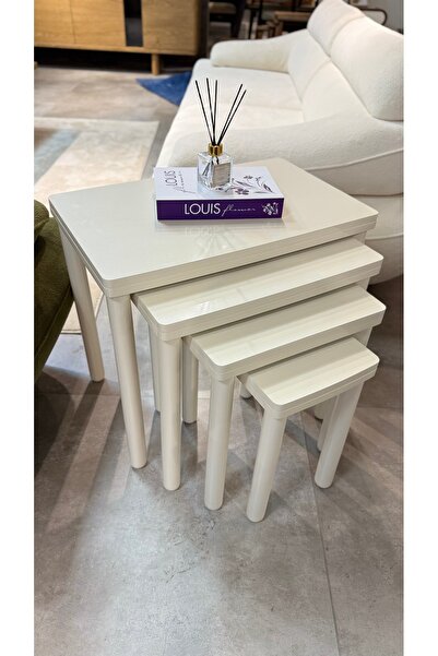 AKSET 4LÜ BOHEM ZİGON SEHPA FULL KREM