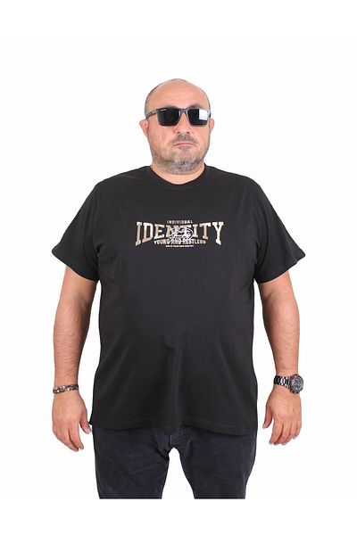 Starbattal Men's Plus Size Crew Neck T-Shirt Identity 25189 Black