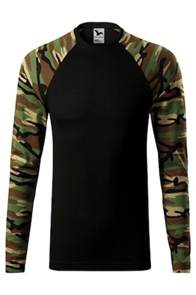 Malfini Tricou unisex cu mânecă lungă, camuflaj, maro, mărimea S