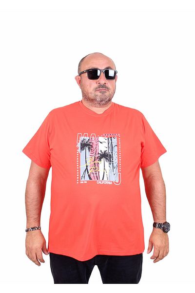 Starbattal Men's Plus Size Crew Neck T-Shirt Beach Party 25191 Pomegranate Flower