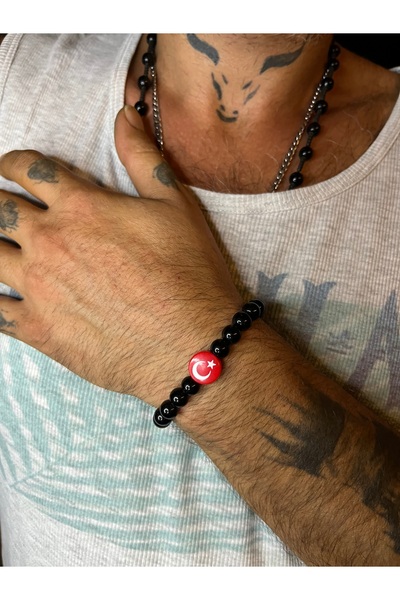 Mos Tespih Ay Yıldızlı Onix Taşı Doğaltaş Bileklik