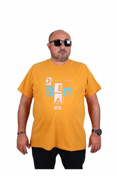 Starbattal Men's Oversized Crew Neck T-Shirt Dream 25183 Mustard