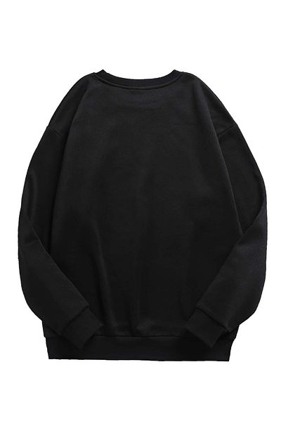 Bozz&Bozz Collection Unisex Oversize Crew Neck Crystal Stone Printed Basic Hoodie Sweatshirt