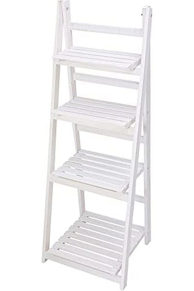 genric FFD 4 Tier Wooden Ladder Shaped Foldable Flowers Stand Garden Balcony Standing Plant Rack