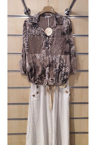 Park Moda Italian Shirt Sequin Detailed Authentic Pattern