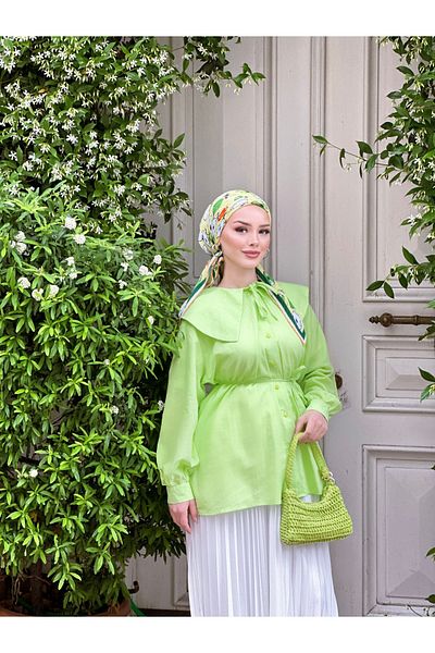 BUTİK SEPETİN Wide Collar Linen Shirt